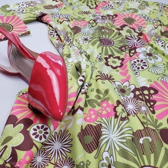 Emma's Closet Lime Pink Floral Boho Tunic Dress S - Picture 14 of 16